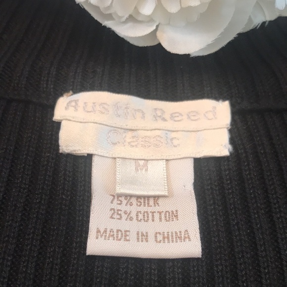 Vintage 90's Austin Reed Classic Silk Ribbed Cardigan Sweater Size M - Picture 8 of 12